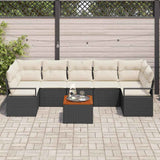 Set Divano da Giardino con cuscino 8 pcs Nero polyrattan