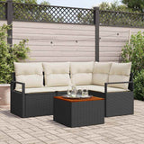 Set Divano da Giardino con cuscino 5 pcs Nero polyrattan
