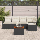 Set Divano da Giardino con cuscino 6 pcs Nero polyrattan