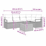 Set Divano da Giardino con cuscino 6 pcs Nero polyrattan