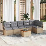 Set Divano da Giardino con cuscino 7 pcs Beige polyrattan