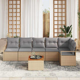 Set Divano da Giardino con cuscino 7 pcs Beige polyrattan