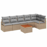 Set Divano da Giardino con cuscino 7 pcs Beige polyrattan