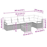 Set Divano da Giardino con cuscino 7 pcs Beige polyrattan