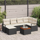 Set Divano da Giardino con cuscino 7 pcs Nero polyrattan