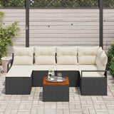 Set Divano da Giardino con cuscino 7 pcs Nero polyrattan