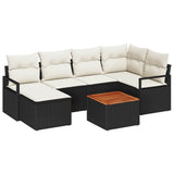 Set Divano da Giardino con cuscino 7 pcs Nero polyrattan