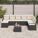 Set Divano da Giardino con cuscino 9 pcs Nero polyrattan
