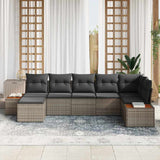 Set Divano da Giardino con cuscino 7 pcs Grigio polyrattan