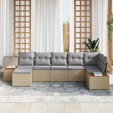 Set Divano da Giardino con cuscino 7 pcs Beige polyrattan