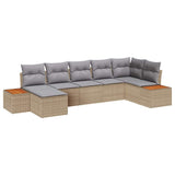 Set Divano da Giardino con cuscino 7 pcs Beige polyrattan