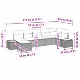 Set Divano da Giardino con cuscino 7 pcs Beige polyrattan
