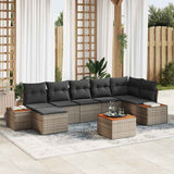 Set Divano da Giardino con cuscino 8 pcs Grigio Poly Rattan