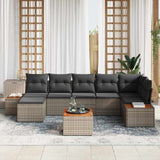 Set Divano da Giardino con cuscino 8 pcs Grigio Poly Rattan