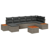Set Divano da Giardino con cuscino 8 pcs Grigio Poly Rattan