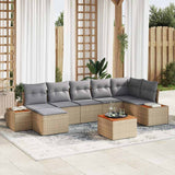 Set Divano da Giardino con cuscino 8 pcs Beige Poly Rattan