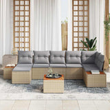Set Divano da Giardino con cuscino 8 pcs Beige Poly Rattan