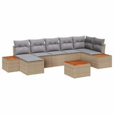 Set Divano da Giardino con cuscino 8 pcs Beige Poly Rattan