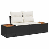 Set Divano da Giardino con cuscino 6 pcs Nero polyrattan