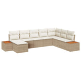 Set Divano da Giardino con cuscino 8 pcs Beige Poly Rattan
