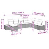 Set Divano da Giardino con cuscino 8 pcs Beige Poly Rattan