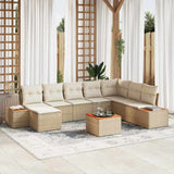Set Divano da Giardino con cuscino 9 pcs Beige Poly Rattan