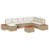 Set Divano da Giardino con cuscino 9 pcs Beige Poly Rattan