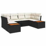 Set Divano da Giardino con cuscino 6 pcs Nero polyrattan
