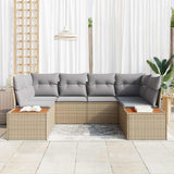 Set Divano da Giardino con cuscino 6 pcs Beige polyrattan