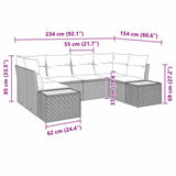 Set Divano da Giardino con cuscino 6 pcs Beige polyrattan