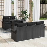 Set Divano da Giardino con cuscino 6 pcs Nero polyrattan