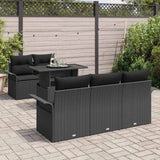 Set Divano da Giardino con cuscino 6 pcs Nero polyrattan