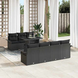 Set Divano da Giardino con cuscino 8 pcs Nero polyrattan