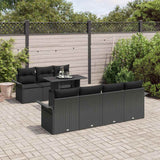 Set Divano da Giardino con cuscino 8 pcs Nero polyrattan