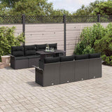 Set Divano da Giardino con cuscino 9 pcs Nero polyrattan