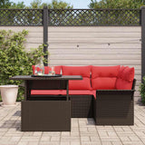 Set Divano da Giardino con cuscino 5 pcs Marrone polyrattan