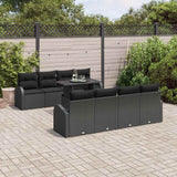 Set Divano da Giardino con cuscino 7 pcs Nero Poly Rattan