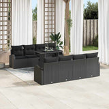 Set Divano da Giardino con cuscino 7 pcs Nero Poly Rattan