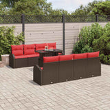 Set Divano da Giardino 9 pcs Marrone polyrattan