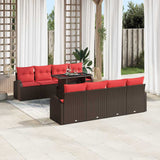 Set Divano da Giardino 9 pcs Marrone polyrattan
