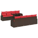 Set Divano da Giardino 9 pcs Marrone polyrattan