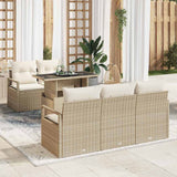 Set Divano da Giardino 6 pcs Beige e Crema polyrattan