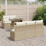 Set Divano da Giardino 6 pcs Beige e Crema polyrattan