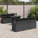 Set Divano da Giardino con archiviazione 7 pcs Nero polyrattan