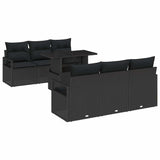 Set Divano da Giardino con archiviazione 7 pcs Nero polyrattan
