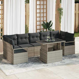 Set Divano da Giardino 8 pcs Grigio chiaro polyrattan