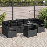Set Divano da Giardino con cuscino 8 pcs Nero polyrattan