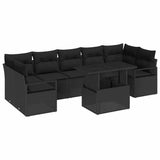 Set Divano da Giardino con cuscino 8 pcs Nero polyrattan