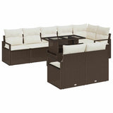 Set Divano da Giardino 9 pcs Marrone e crema polyrattan