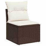 Set Divano da Giardino 9 pcs Marrone e crema polyrattan